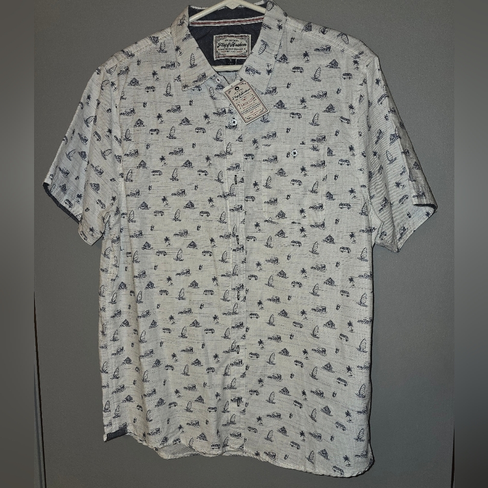 Flag and Anthem button up collared shirt
